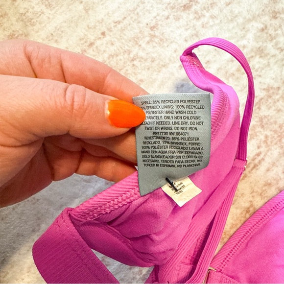 Shade & Shore Ribbed Pink Triangle Bikini Top Adjustable Size M - Picture 4 of 4